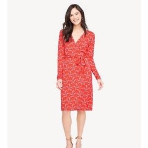 coral floral wrap dress